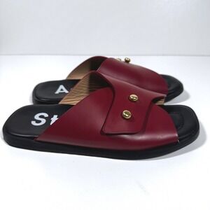 Acne Studios Jilly Leather Slide Sandals Burgundy Cherry 5 35 Quiet Luxury Beach